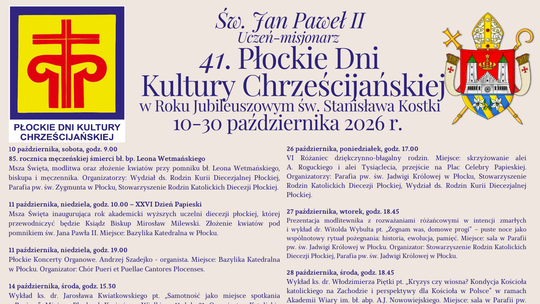 Dziś rozpoczynają się 41. Płockie Dni Kultury Chrześcijańskiej