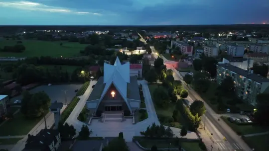 Gostynin nocą z lotu ptaka