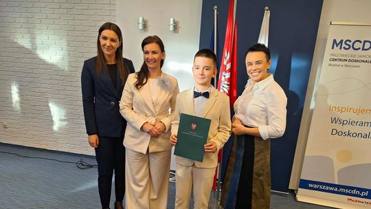 Krzyś Piątkowski z Gostynina nagrodzony przez Marszałka Województwa Mazowieckiego