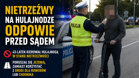 Nietrzeźwy kierujący hulajnogą elektryczną zatrzymany przez policjantów