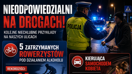 Pięciu zatrzymanych rowerzystów pod działaniem alkoholu w ramach działań „NURD”