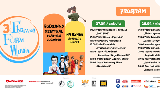 Płock zaprasza na 3. Festiwal Form Wielu. Dwa dni rodzinnych spektakli w sercu miasta