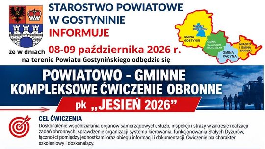 Powiatowo-gminne ćwiczenia obronne w Gostyninie. Będą syreny, wybuchy i utrudnienia w ruchu