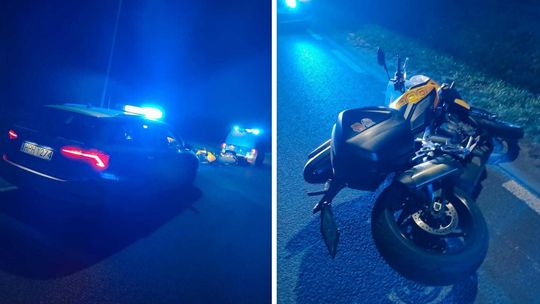 Wypadek motocyklisty z dzikim zwierzęciem