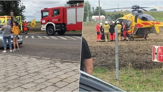 Wypadek przy pracach budowlanych w Krośniewicach. Przyleciał śmigłowiec LPR