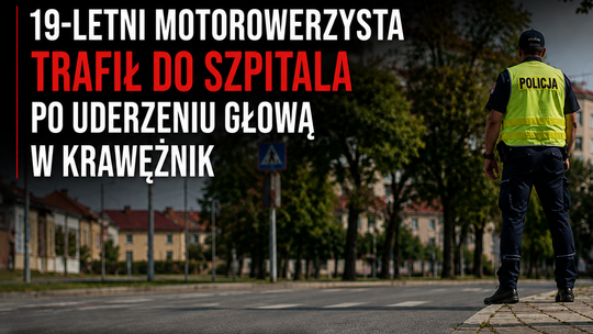 Wypadek w Gostyninie. 19-letni motorowerzysta trafił do szpitala po uderzeniu głową w krawężnik