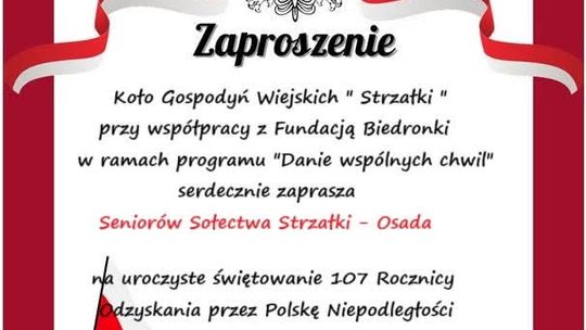 Zaproszenie na uroczystość 107. rocznicy odzyskania niepodległości