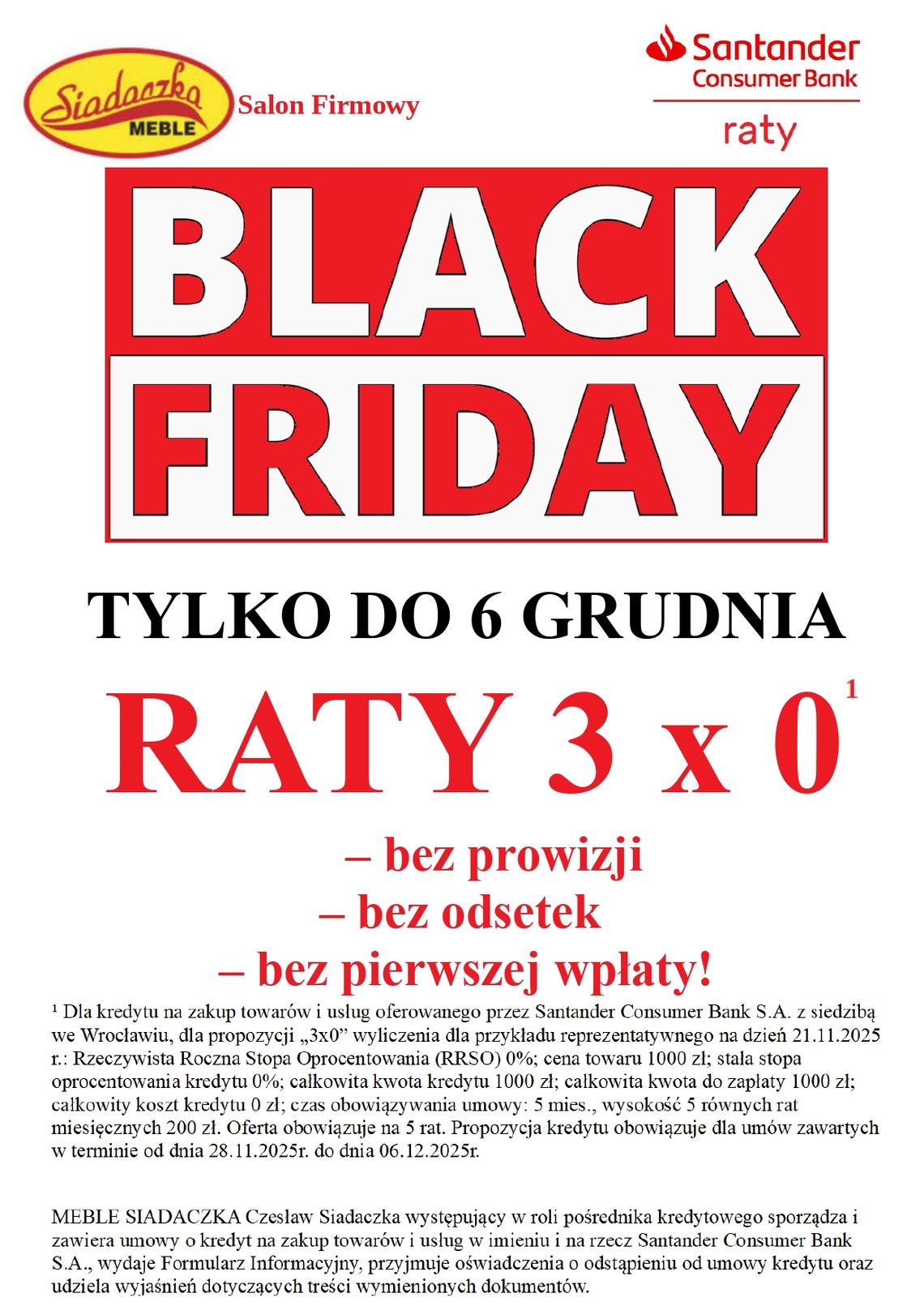 Black Friday w Siadaczka Meble – niepowtarzalne oferty