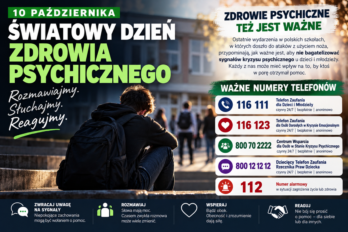 Dziś Światowy Dzień Zdrowia Psychicznego. Nie ignorujmy sygnałów, które mogą uratować życie Dziś Światowy Dzień Zdrowia Psychicznego. Nie ignorujmy sygnałów, które mogą uratować życie
