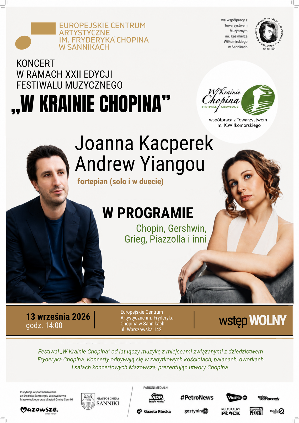 Koncert „W Krainie Chopina” w Sannikach. Na scenie Joanna Kacperek i Andrew Yiangou