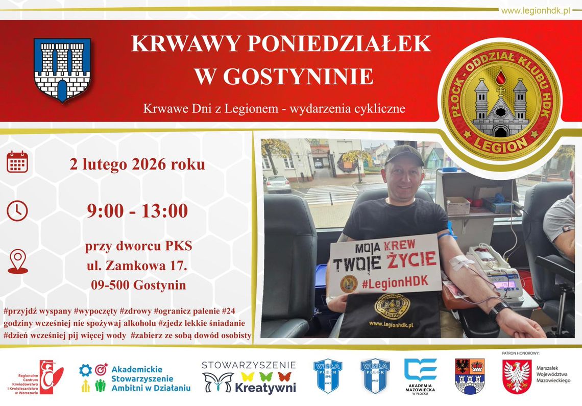 Krwawy Poniedziałek w Gostyninie: Dołącz do akcji krwiodawstwa