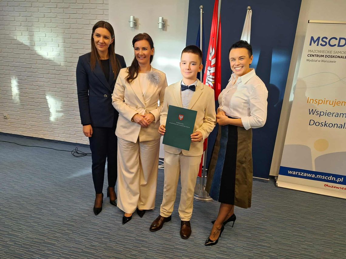 Krzyś Piątkowski z Gostynina nagrodzony przez Marszałka Województwa Mazowieckiego