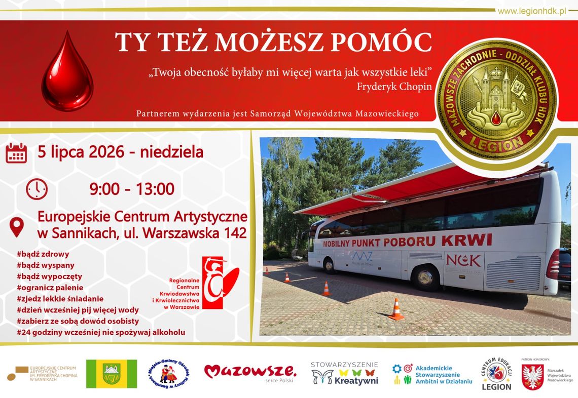 Mobilny punkt poboru krwi przyjedzie do Sannik Mobilny punkt poboru krwi przyjedzie do Sannik