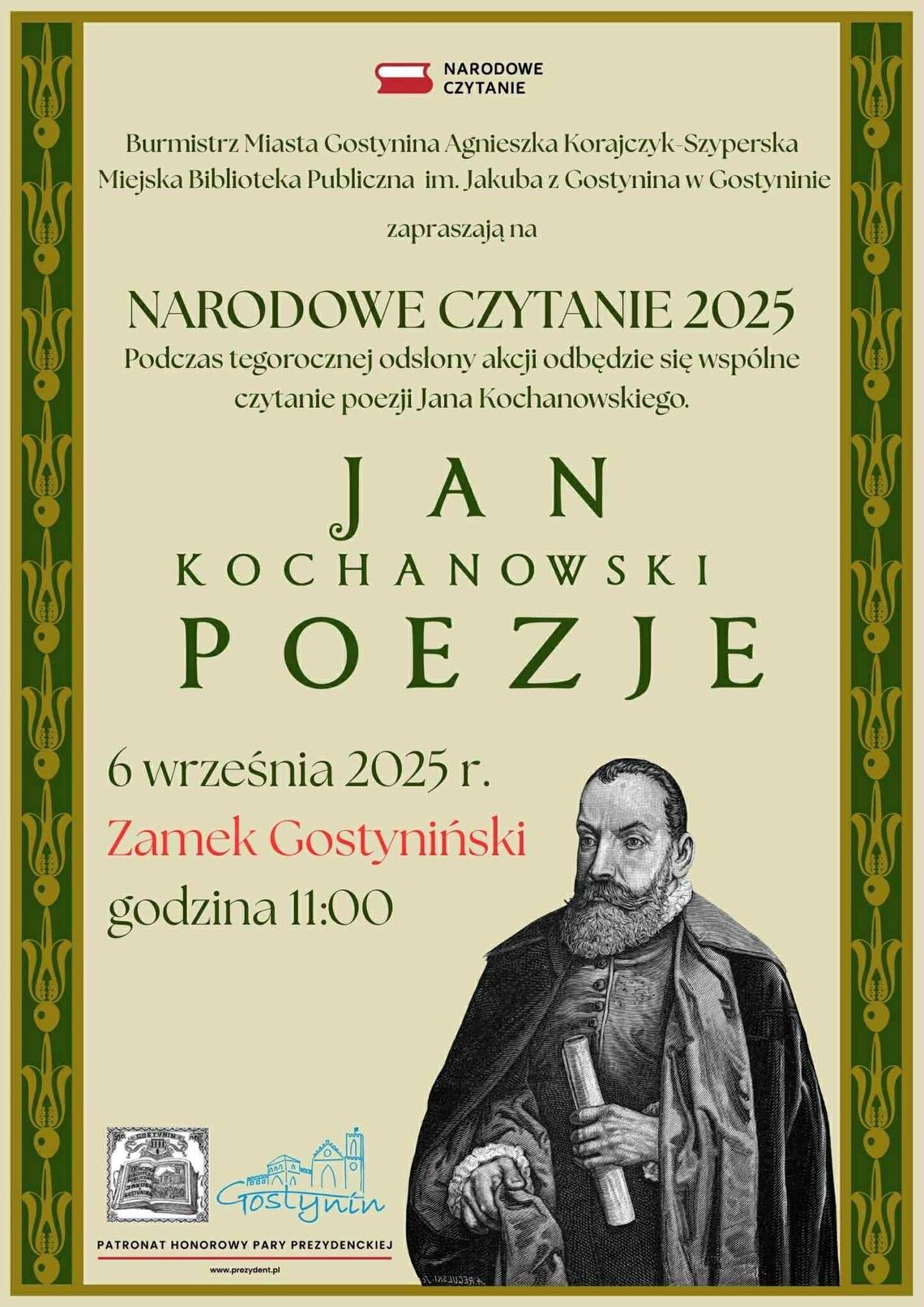 Plakat promujący Narodowe Czytanie 2025 w Gostyninie