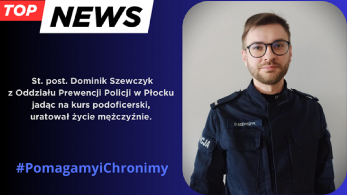 Policjant w drodze na służbę uratował życie mężczyzny