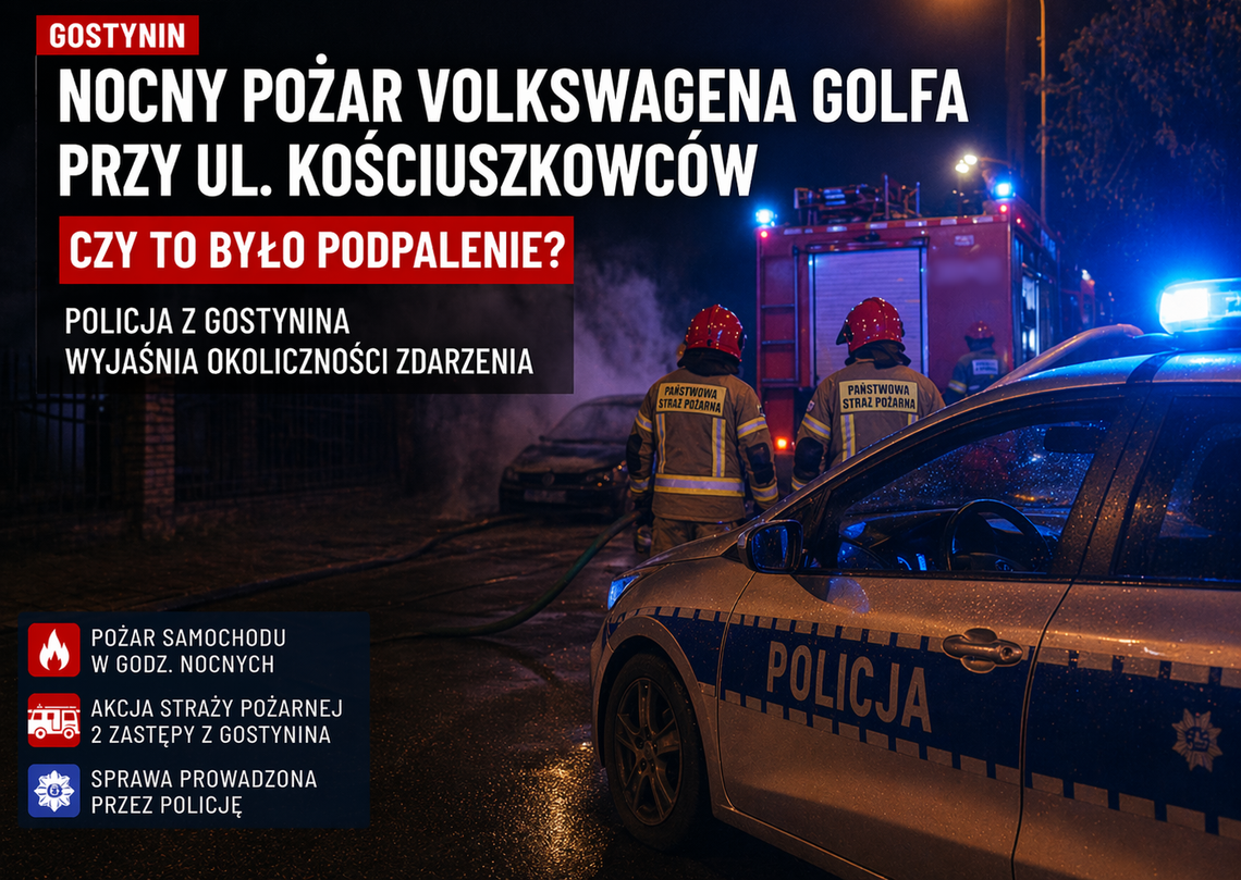 Pożar samochodu na Kościuszkowców
