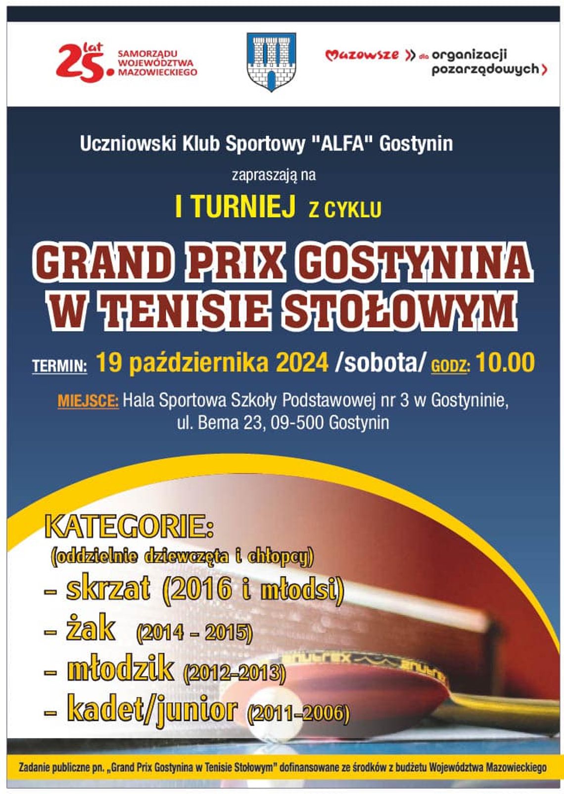 Rusza kolejny cykl Grand Prix Gostynina w tenisie stołowym