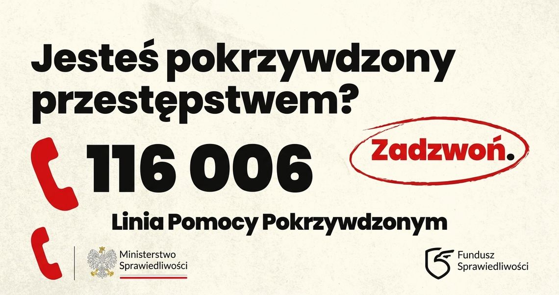 Ruszyła ogólnopolska Linia Pomocy Pokrzywdzonym (116 006) Ruszyła ogólnopolska Linia Pomocy Pokrzywdzonym (116 006)