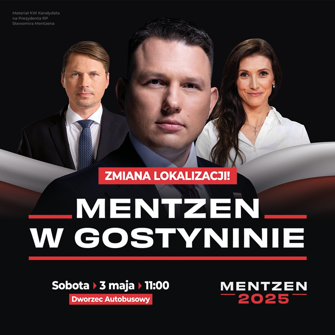 Sławomir Mentzen spotka się z mieszkańcami Gostynina na parkingu przy dworcu autobusowym PKS