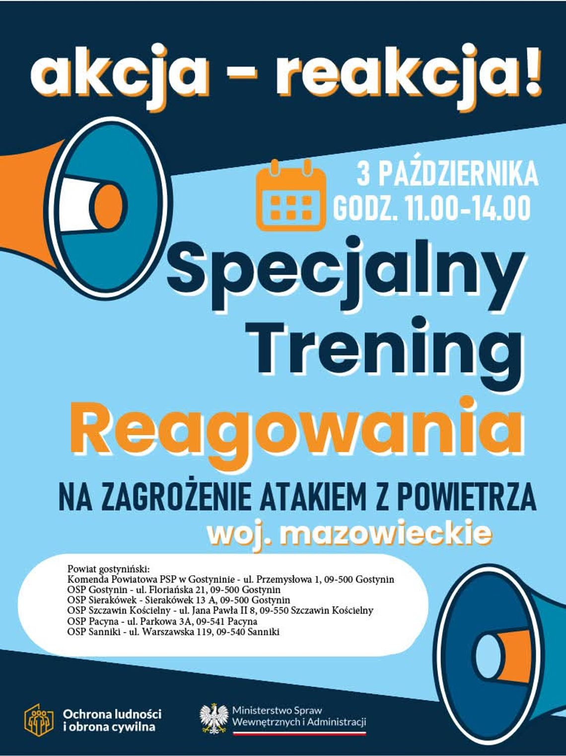 Specjalny trening reagowania na zagrożenie atakiem z powietrza. Ćwiczenia w powiecie gostynińskim