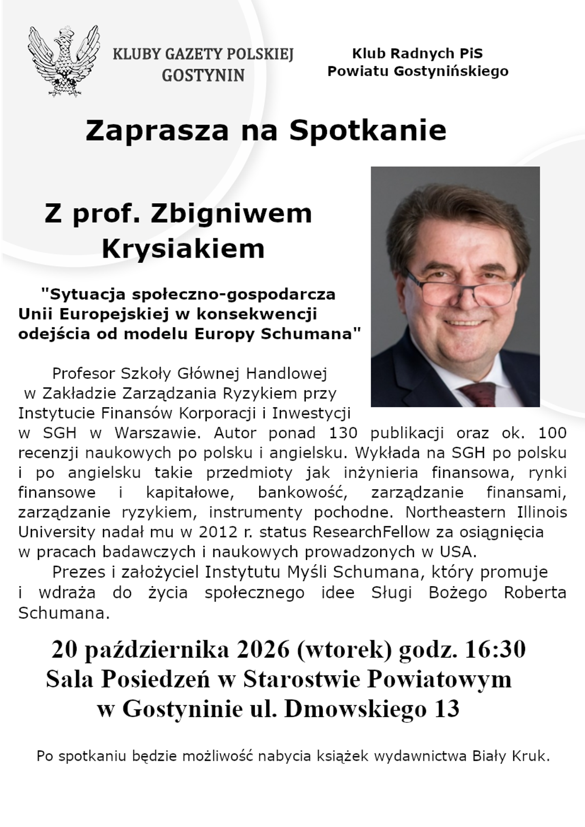 Spotkanie z prof. Zbigniewem Krysiakiem w Gostyninie