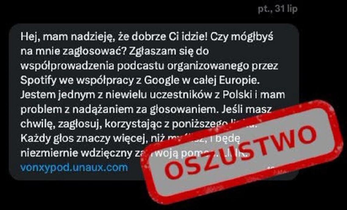 Uważaj na prośby o głosowanie od znajomych Uważaj na prośby o głosowanie od znajomych