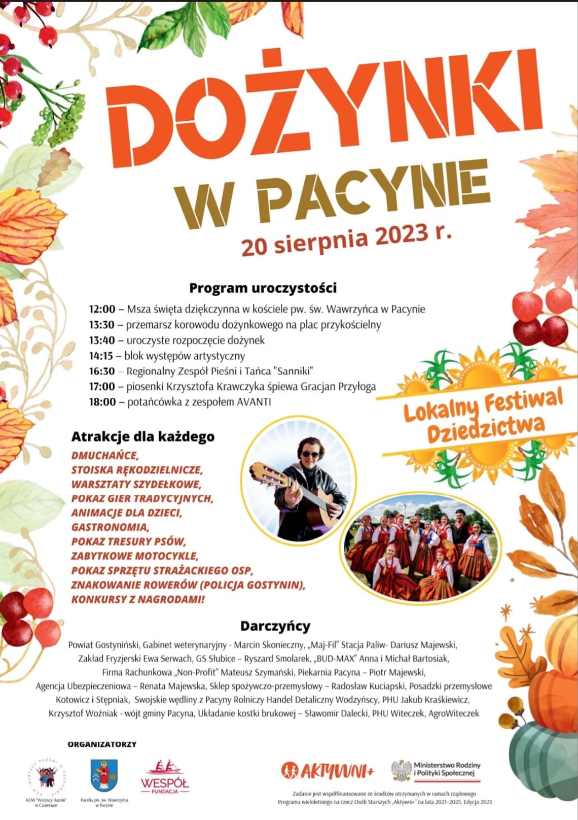 W niedzielę dożynki parafialne w Pacynie