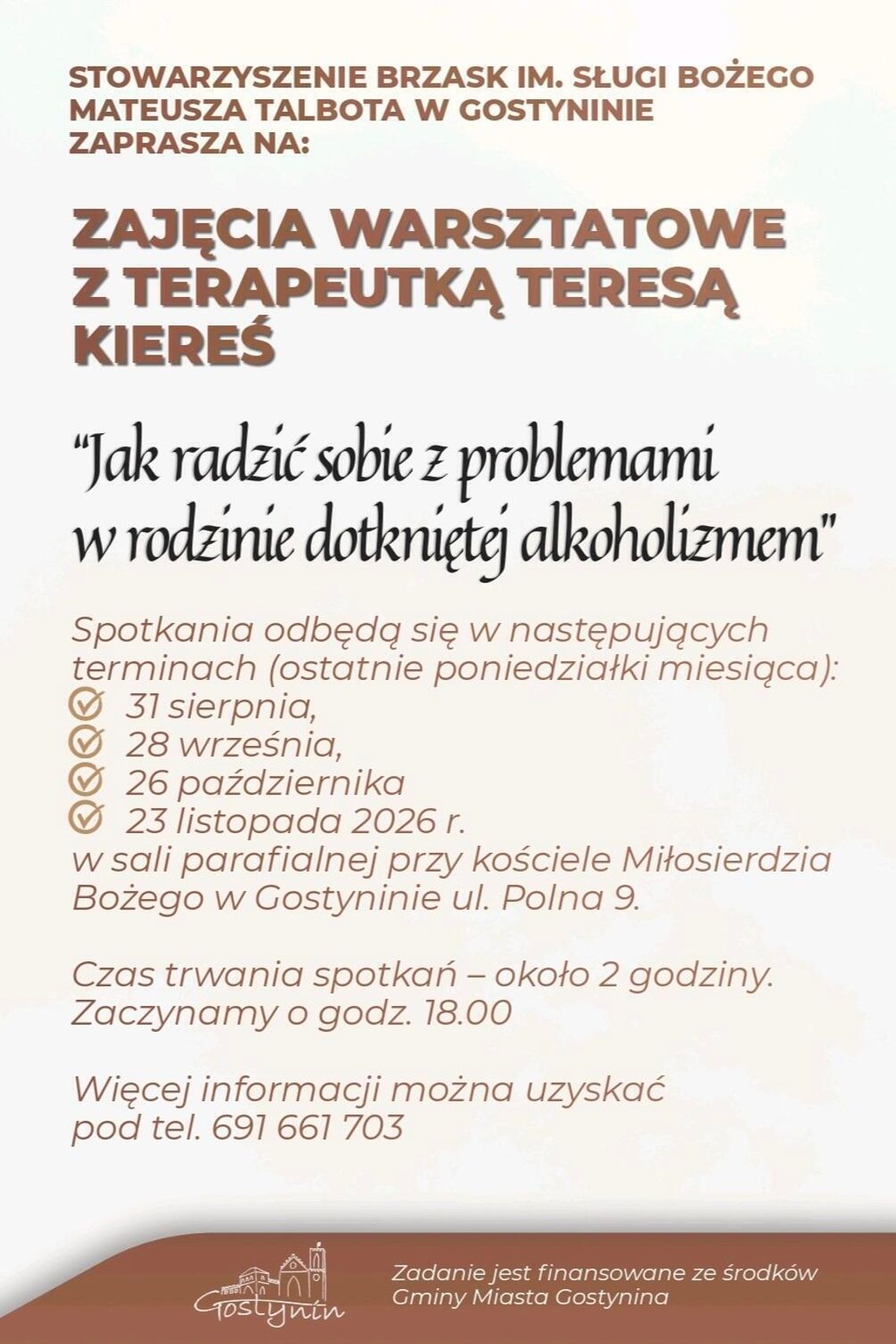 Warsztaty w Gostyninie pomogą rodzinom dotkniętym problemem alkoholowym Warsztaty w Gostyninie pomogą rodzinom dotkniętym problemem alkoholowym