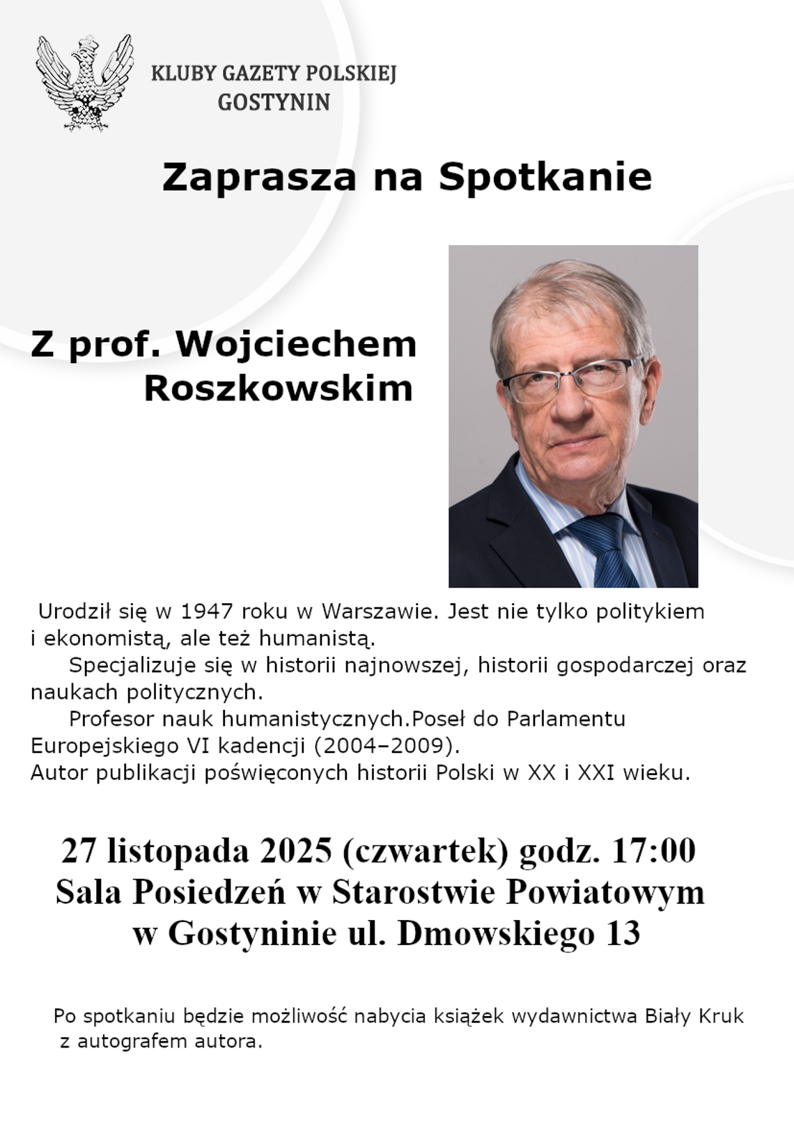 Wykład prof. Wojciecha Roszkowskiego w Gostyninie