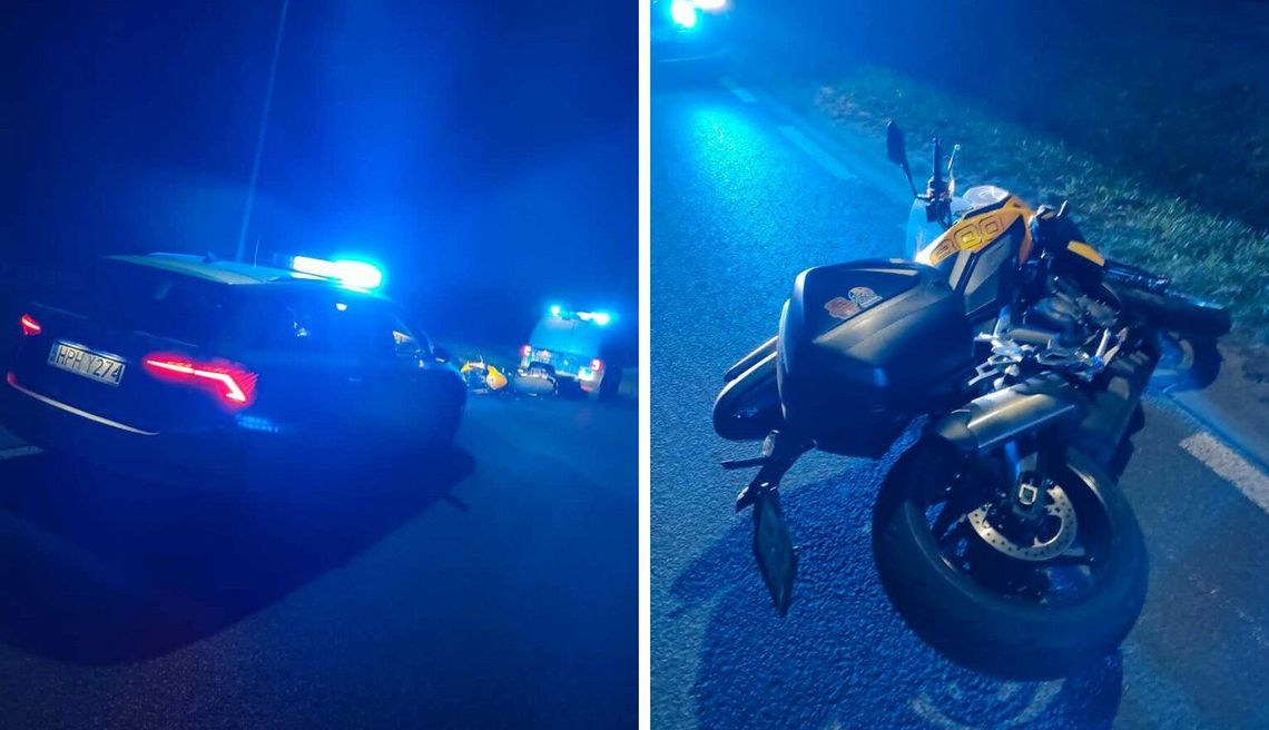 Wypadek motocyklisty z dzikim zwierzęciem