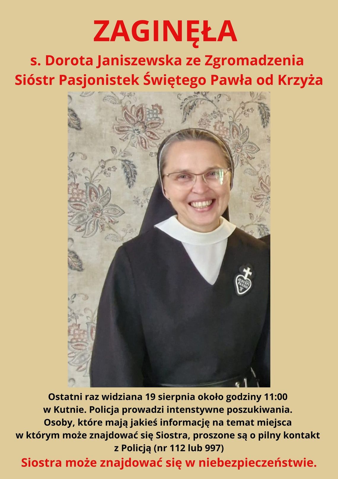 Zaginęła siostra zakonna Dorota Janiszewska