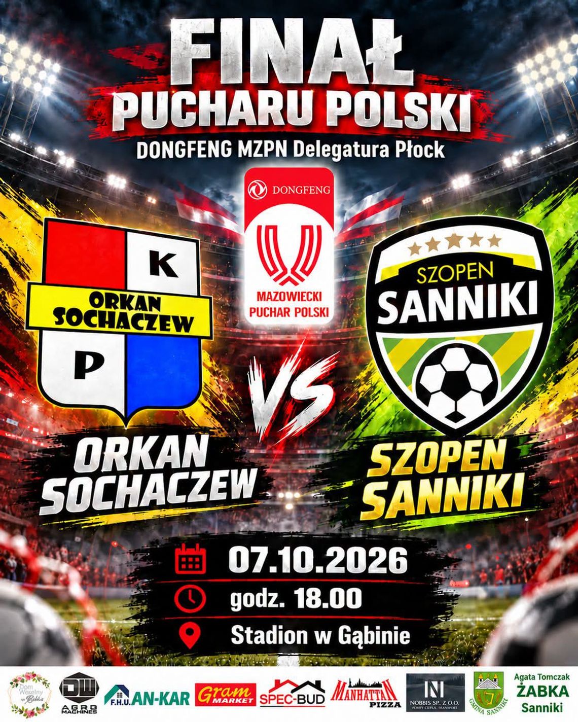 Zaproszenie dla kibiców piłkarskich na mecz Finału Okręgowego Pucharu Polski Zaproszenie dla kibiców piłkarskich na mecz Finału Okręgowego Pucharu Polski