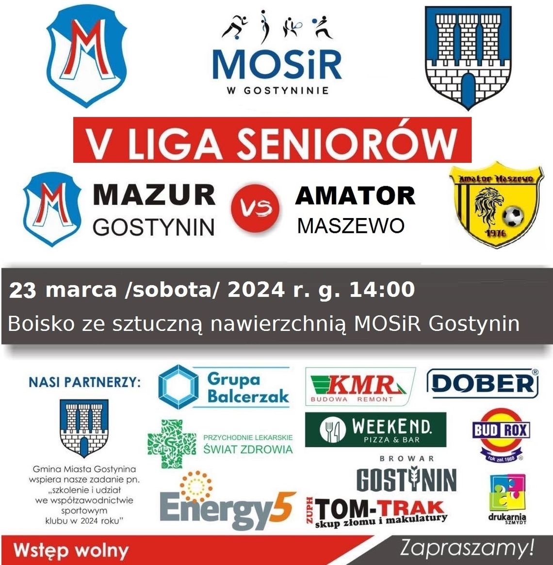 Zaproszenie na mecz Mazur Gostynin - Amator Maszewo