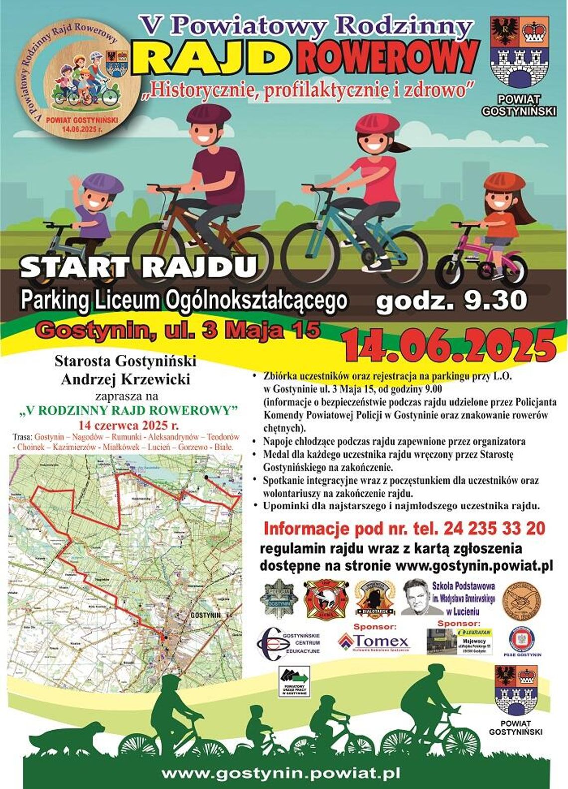 Zaproszenie na V Powiatowy Rodzinny Rajd Rowerowy