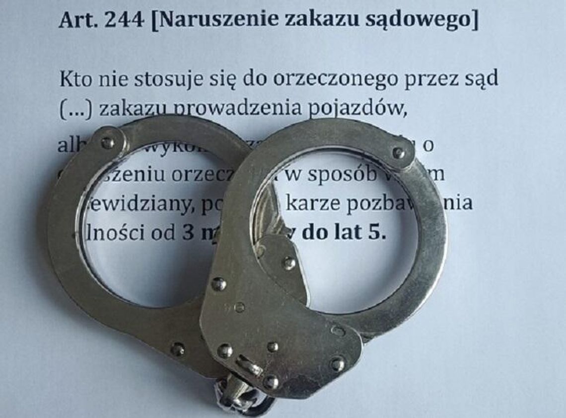 Zatrzymany kierowca z aktywnym zakazem prowadzenia pojazdów