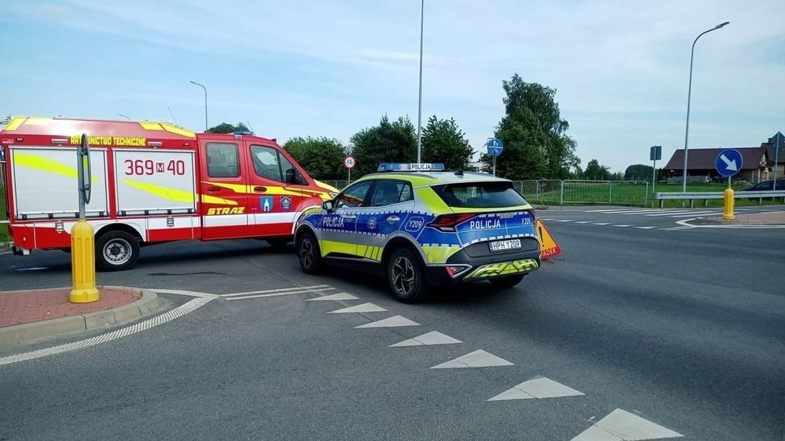 Zderzenie samochodu z motocyklem w Gąbinie