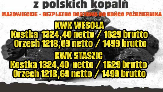 Hurtowa sprzedaż węgla z polskich kopalń MAZOWIECKIE