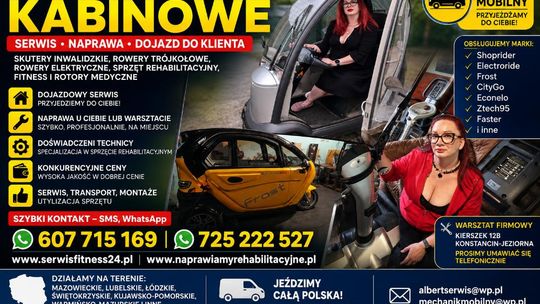 Wózki, rotory, skutery SHOPRIDER inwalidzkie, mobilny serwis