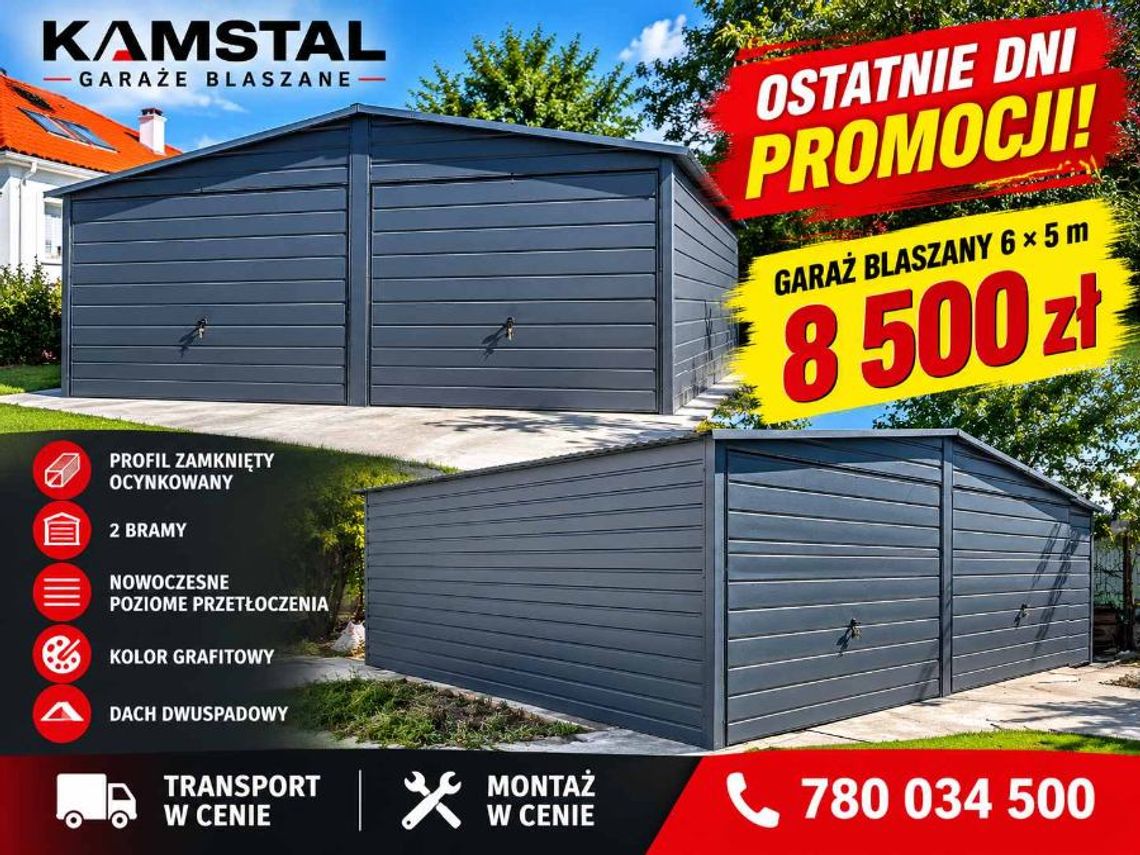 Garaż Blaszany 6x5 antracytowy 1szt W okazyjnej Cenie dostępna
