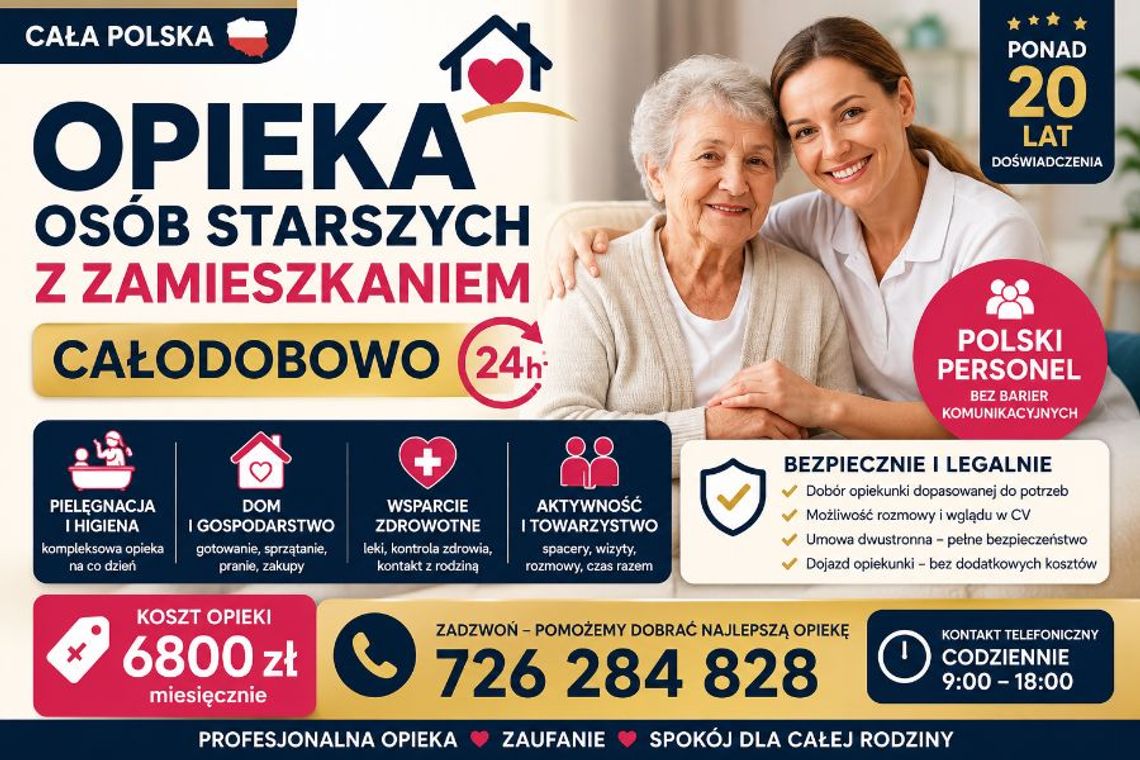 Opieka nad osobą starszą, z zamieszkaniem, 24 godziny Opieka nad osobą starszą, z zamieszkaniem, 24 godziny