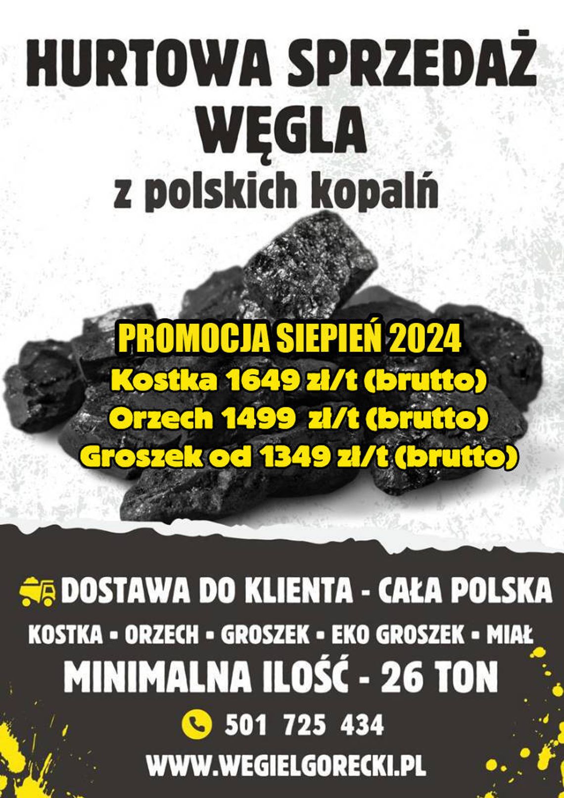 Polski węgiel hurtowo - Specjalna oferta Sierpień 2024