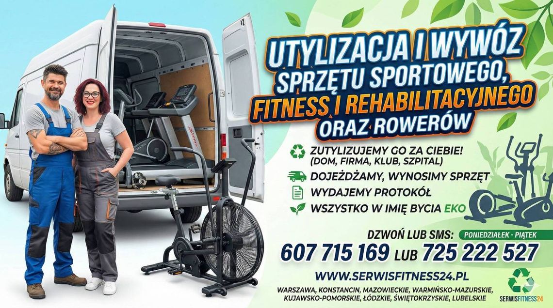 Serwis sprzętu na siłowni, jednostki wojskowe, szpitale, hotele, szkoły, serwis sprzętu sportowego
