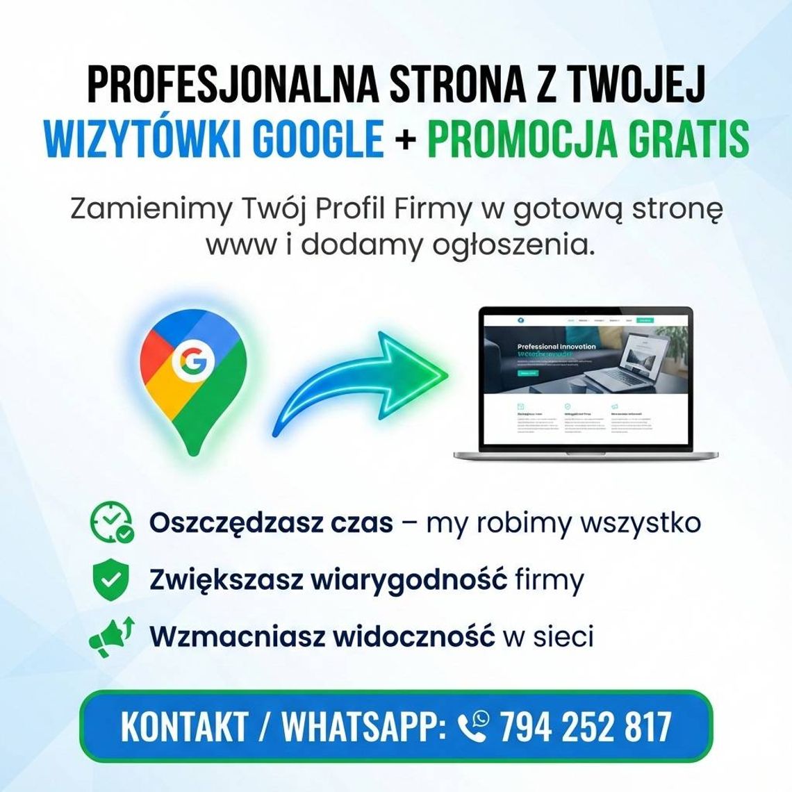 Twoja wizytówka Google jako gotowa strona www Twoja wizytówka Google jako gotowa strona www
