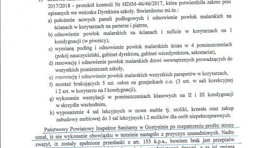 Mamy dokumenty odnośnie remontu sali gimnastycznej w SP nr 1