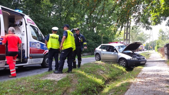 Audi ze Słupcy zatrzymało się na słupie