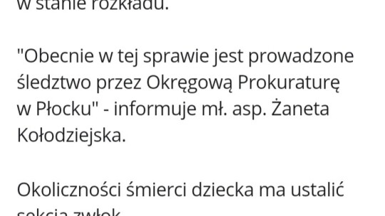 Dziś odbędzie się sekcja zwłok dziecka