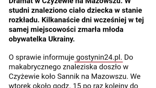 Dziś odbędzie się sekcja zwłok dziecka