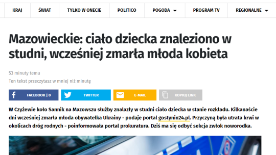 Dziś odbędzie się sekcja zwłok dziecka