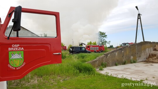 Pożar sterty słomy w Luszynie