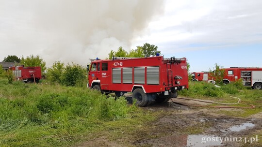 Pożar sterty słomy w Luszynie